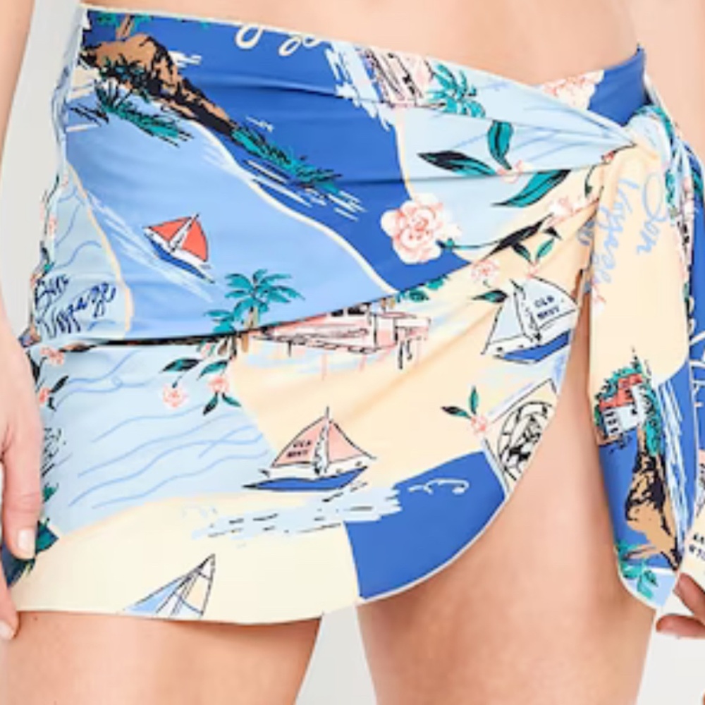 Old navy beach scene swim pareo cover up